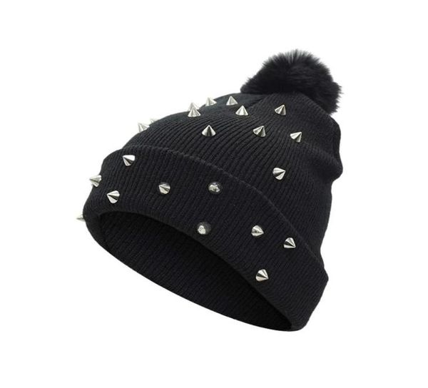beanieskull caps women punk rivet winter hat black big pom fashion knitted wool thick warm ladies9561918, Blue;gray
beanieskull caps women punk rivet winter hat black big pom fashion knitted wool thick warm ladies9561918, Blue;gray