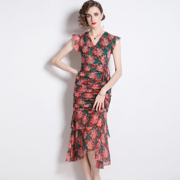 2023 summer new item european station fashion women's lotus leaf edge lean print chiffon dress, Black;gray
2023 summer new item european station fashion women's lotus leaf edge lean print chiffon dress, Black;gray