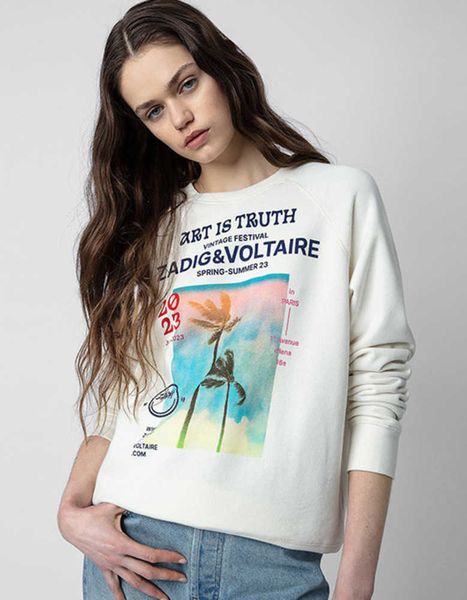 23ss zadig voltaire new designer sweatshirt fashion coconut white ink digital printing cotton round neck raglan sleeve women pullover jumper, Black
23ss zadig voltaire new designer sweatshirt fashion coconut white ink digital printing cotton round neck raglan sleeve women pullover jumper, Black