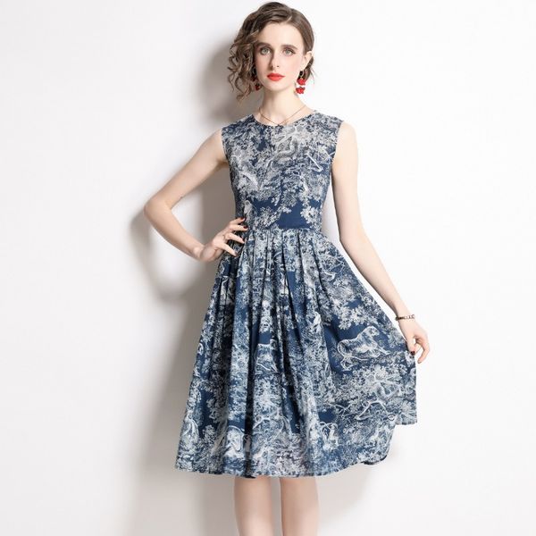 2023 new summer european station fashion women's large sleeveless round neck cotton print dress, Black;gray
2023 new summer european station fashion women's large sleeveless round neck cotton print dress, Black;gray