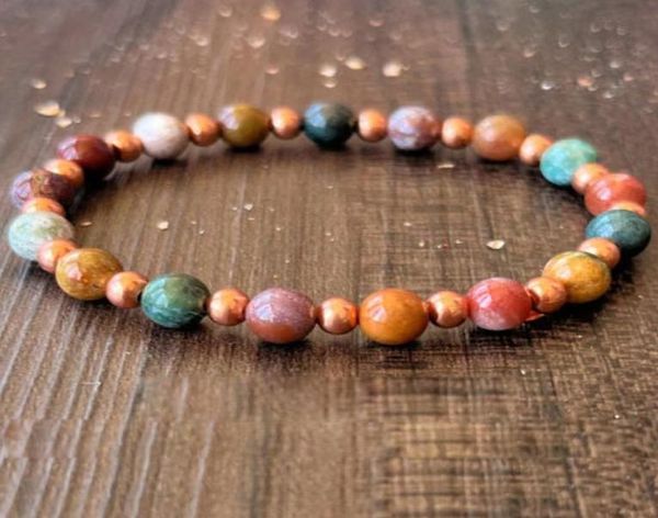 mg1613 strand womens heart chakra wrist malas bracelet 6 mm ocean jasper with copper beaded bracelet handmade yoga mala jewelry8411131, Black
mg1613 strand womens heart chakra wrist malas bracelet 6 mm ocean jasper with copper beaded bracelet handmade yoga mala jewelry8411131, Black