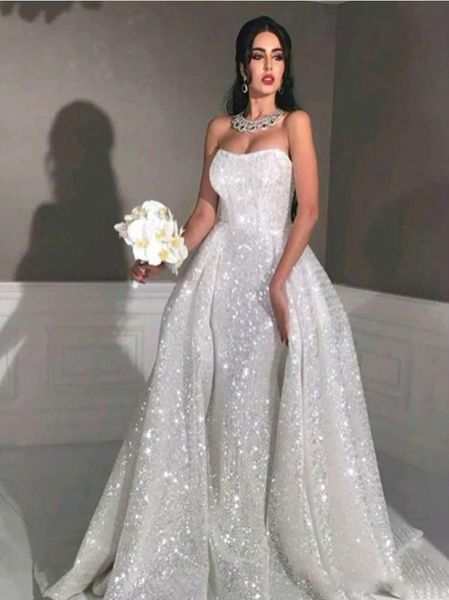 full sequins plus size overskirt country bridal gown glitter mermaid style arabic wedding dresses with detachable train strapless 5934262, White
full sequins plus size overskirt country bridal gown glitter mermaid style arabic wedding dresses with detachable train strapless 5934262, White