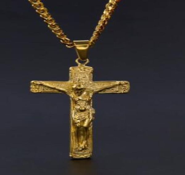 men039s stainless steel gold color jesus cross christ crucifix pendant with 5mm cuban chain necklace fashion hip hop jewelry5690914
men039s stainless steel gold color jesus cross christ crucifix pendant with 5mm cuban chain necklace fashion hip hop jewelry5690914