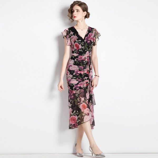 2023 new summer european station fashion women's lotus leaf skirt short sleeve v-neck pressure pleated print chiffon dress, Black;gray
2023 new summer european station fashion women's lotus leaf skirt short sleeve v-neck pressure pleated print chiffon dress, Black;gray