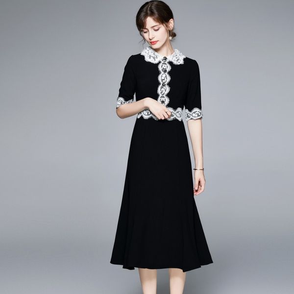 2023 summer new item european station boutique women's large sleeve lapel lace stitching dress e257, Black;gray
2023 summer new item european station boutique women's large sleeve lapel lace stitching dress e257, Black;gray