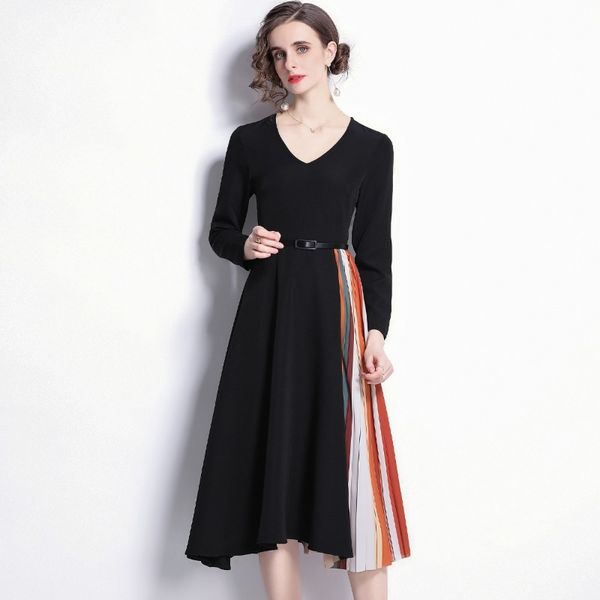 2023 spring women's hepburn style striped dress. long sleeve, v-neck, pleated design. casual and elegant. sizes: xxl, , l, xl. color, Black;gray
2023 spring women's hepburn style striped dress. long sleeve, v-neck, pleated design. casual and elegant. sizes: xxl, , l, xl. color, Black;gray