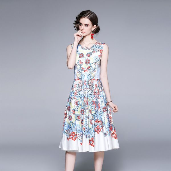 2023 summer new item european station fashion women's large sleeveless round neckline print dress e279, Black;gray
2023 summer new item european station fashion women's large sleeveless round neckline print dress e279, Black;gray