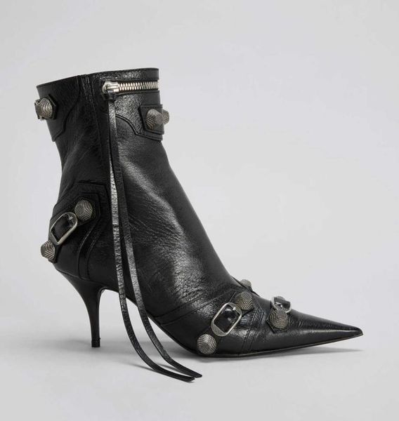 boots cagole stud boots buckle embellished lamb leather heeled ankle side zip shoes pointed toe stil20231541644, Black
boots cagole stud boots buckle embellished lamb leather heeled ankle side zip shoes pointed toe stil20231541644, Black