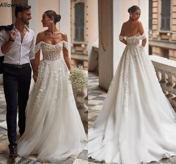 bohemian 3d floral lace beaded off shoulder a line wedding dresses tulle skirt backless robes de mariee maternity bridal reception party gow, White
bohemian 3d floral lace beaded off shoulder a line wedding dresses tulle skirt backless robes de mariee maternity bridal reception party gow, White