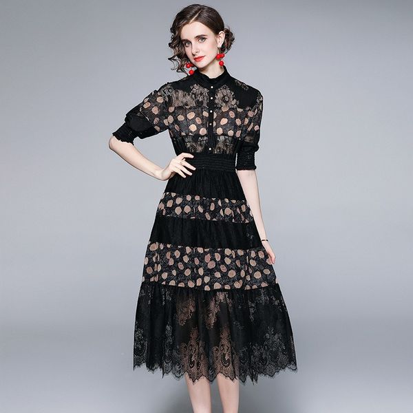 european station fashion women's stand collar bubble sleeve lace dress, black, casual a-line mid-calf length, xl-l-xxl--s, flora print, Black;gray
european station fashion women's stand collar bubble sleeve lace dress, black, casual a-line mid-calf length, xl-l-xxl--s, flora print, Black;gray