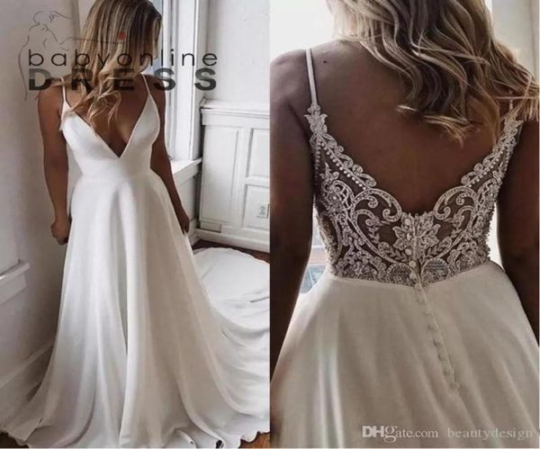 african deep v neck a line spaghetti strap wedding dresses plus size crystal beaded lace appliqued bridal gowns with zipper b9263110, White
african deep v neck a line spaghetti strap wedding dresses plus size crystal beaded lace appliqued bridal gowns with zipper b9263110, White