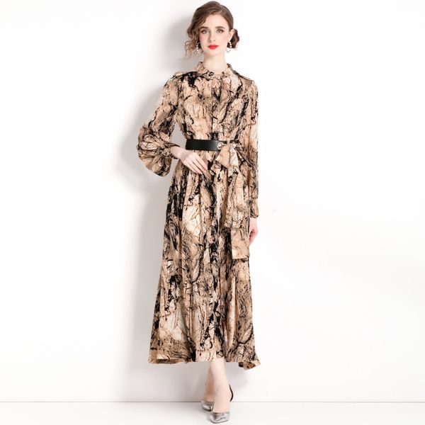 2023 new summer european station fashion women's shirt skirt long sleeve single row button lace print dress e012, Black;gray
2023 new summer european station fashion women's shirt skirt long sleeve single row button lace print dress e012, Black;gray