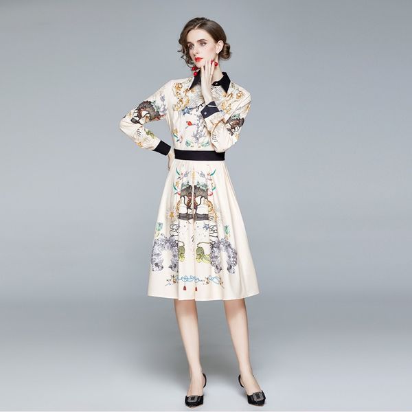 european fashion women's lapel neck big sleeve positioning print dress - casual floral a-line, long sleeve, light yellow (sizes xxl, Black;gray
european fashion women's lapel neck big sleeve positioning print dress - casual floral a-line, long sleeve, light yellow (sizes xxl, Black;gray