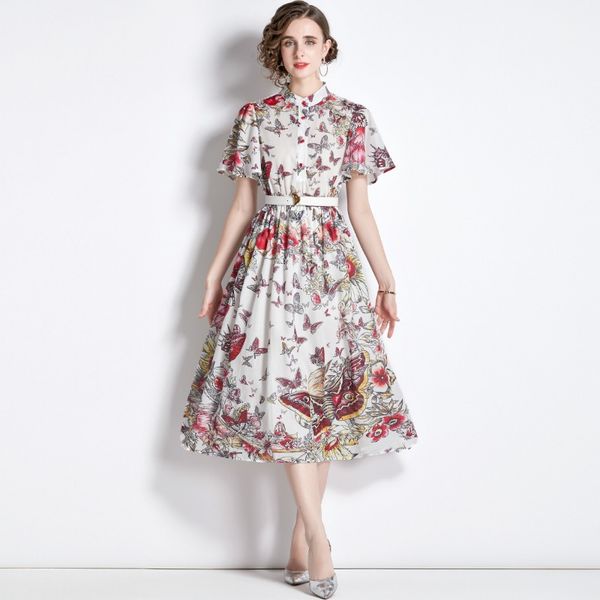 2023 summer new item european station fashion women's large swing skirt short sleeve stand-up collar single-breasted print dress, Black;gray
2023 summer new item european station fashion women's large swing skirt short sleeve stand-up collar single-breasted print dress, Black;gray