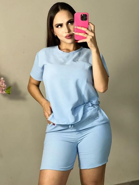 european american women's tracksuits summer new solid color embroidered scasual short suit, Gray
european american women's tracksuits summer new solid color embroidered scasual short suit, Gray