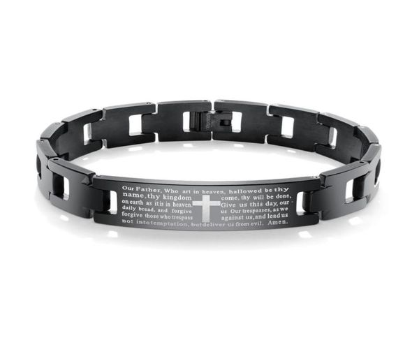 men039s black biker heavy chain lord039s prayer cross bracelet in stainless steel7685596, Golden;silver
men039s black biker heavy chain lord039s prayer cross bracelet in stainless steel7685596, Golden;silver