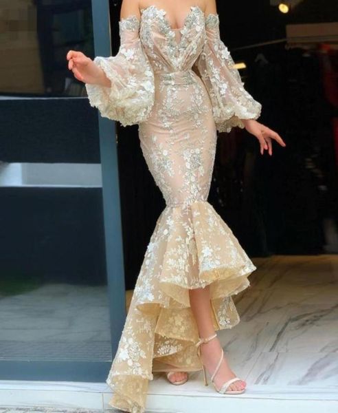 champagne couture mermaid hi low prom dresses sweetheart off the shoulder lace appliqued evening dress puffy long sleeves arabic f7136991, Black;red
champagne couture mermaid hi low prom dresses sweetheart off the shoulder lace appliqued evening dress puffy long sleeves arabic f7136991, Black;red