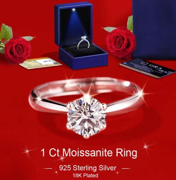 1ct women moissanite rings 925 sterling silver 18k plated diamond lady wedding ring gift with box adjustable size fash1970706, Slivery;golden
1ct women moissanite rings 925 sterling silver 18k plated diamond lady wedding ring gift with box adjustable size fash1970706, Slivery;golden
