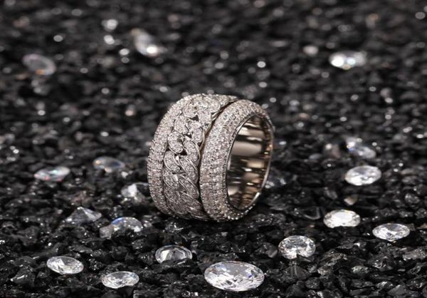 rotatable cuban ring fashion hip hop jewelry mens gold silver diamond iced out rings7391853