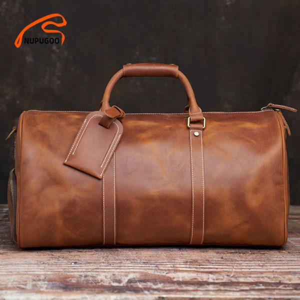 Vintage Men's Travel Bag Genuine Leather Hand Luggage Boston Bag Duffle Large Capacity Shoulder For 16 Inch Laptop NUPUGOO, Black
Vintage Men's Travel Bag Genuine Leather Hand Luggage Boston Bag Duffle Large Capacity Shoulder For 16 Inch Laptop NUPUGOO, Black