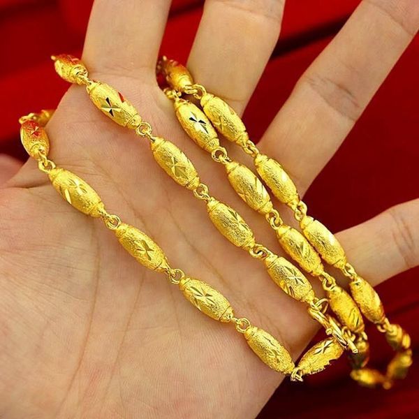 men necklace solid chain link real 18k gold color beads chain hip hop male clavicle collar jewelry gift 60cm, Silver
men necklace solid chain link real 18k gold color beads chain hip hop male clavicle collar jewelry gift 60cm, Silver