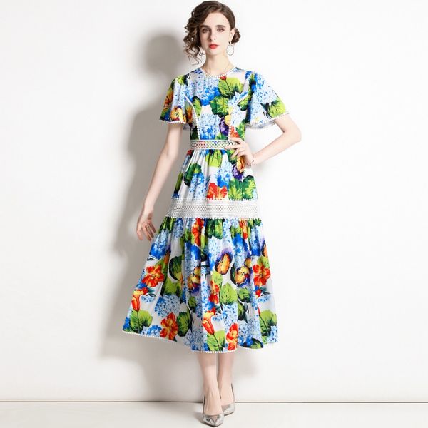 2023 summer new item european station fashion women's swing long skirt bubble sleeve stitching lady print dress, Black;gray
2023 summer new item european station fashion women's swing long skirt bubble sleeve stitching lady print dress, Black;gray