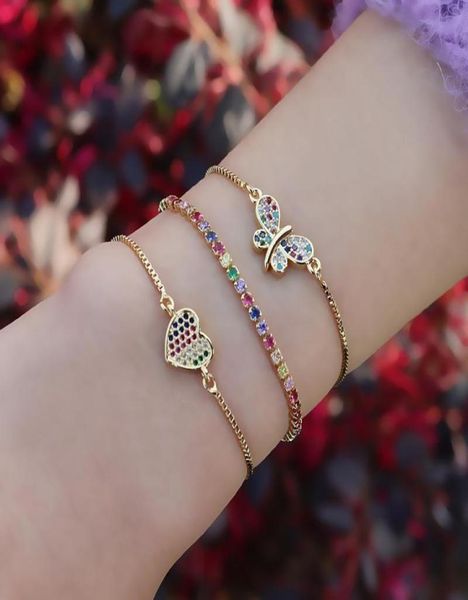 cute small charms butterfly bracelet for woman 24k gold rainbow jewelry tiny heart adjustable tennis bijoux femme 2021 charm brace8089484, Golden;silver
cute small charms butterfly bracelet for woman 24k gold rainbow jewelry tiny heart adjustable tennis bijoux femme 2021 charm brace8089484, Golden;silver