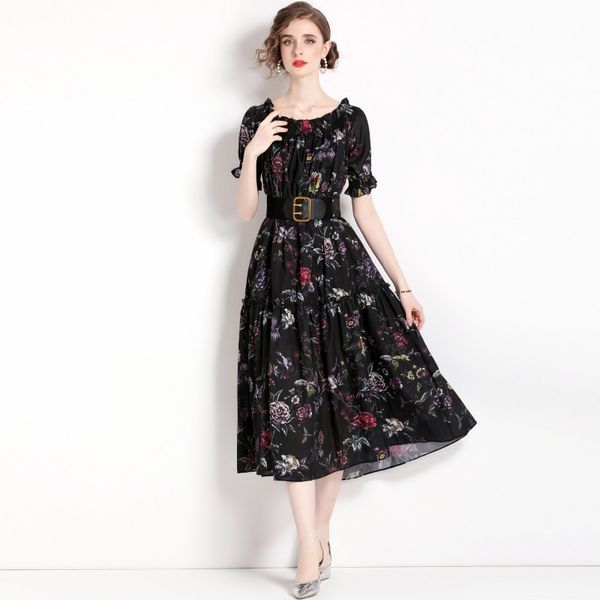2023 summer new item european station fashion women's large sleeve short sleeve collar waist broken flower dress, Black;gray
2023 summer new item european station fashion women's large sleeve short sleeve collar waist broken flower dress, Black;gray