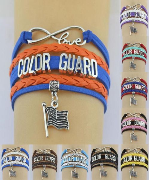 infinity love color guard flag charms bracelets bangles leather braid wrap bracelet for men women fashion jewelry9898532, Golden;silver
infinity love color guard flag charms bracelets bangles leather braid wrap bracelet for men women fashion jewelry9898532, Golden;silver