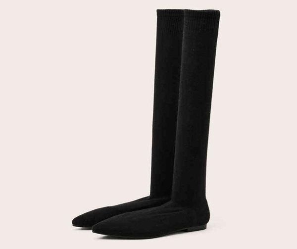 size 3440 fashion slim leg thigh high sock boots women black stretch fabric pointed toe flat heels over the knee slip on shoes 211832564
size 3440 fashion slim leg thigh high sock boots women black stretch fabric pointed toe flat heels over the knee slip on shoes 211832564