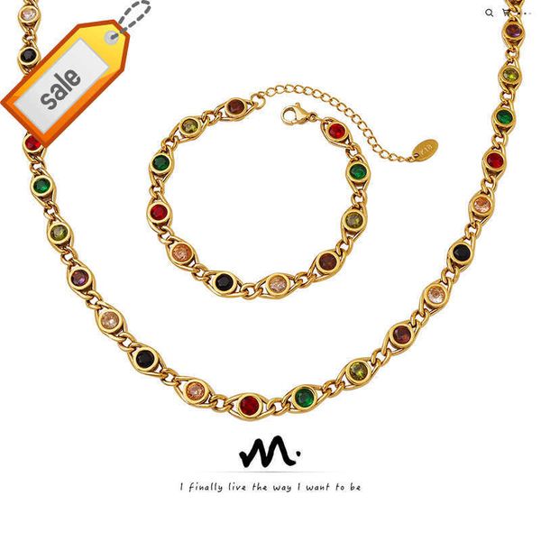 small fish eye design colorful zircon splice chain necklace fashionable and popular bracelet copper material jewelry set, Black
small fish eye design colorful zircon splice chain necklace fashionable and popular bracelet copper material jewelry set, Black