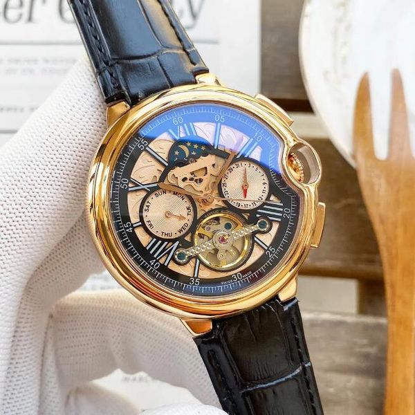men watches fashion calfskin watchband moon phase daydate mechanical automatic wristwatche, Slivery;brown
men watches fashion calfskin watchband moon phase daydate mechanical automatic wristwatche, Slivery;brown