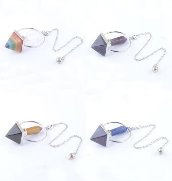 dowsing pendulum divination pendants natural stone hexagonal prism pyramid amethyst tigers eye obsidian crystal lapis lazuli chain5833834, Silver
dowsing pendulum divination pendants natural stone hexagonal prism pyramid amethyst tigers eye obsidian crystal lapis lazuli chain5833834, Silver