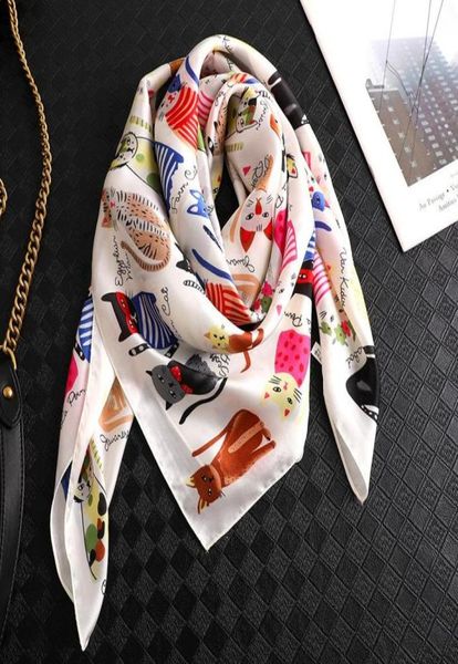 women silk scarf square shawls and wraps cat animal print hijab scarves for ladies summer office hair neck foulard bandana3572225, Blue;gray
women silk scarf square shawls and wraps cat animal print hijab scarves for ladies summer office hair neck foulard bandana3572225, Blue;gray