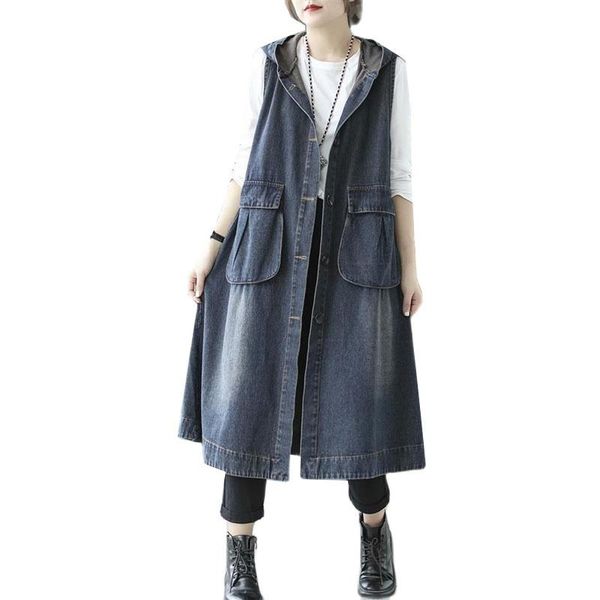 vests denim vest women new 2022 autumn korean midlength hooded button loose vintage waistcoats female sleeveless jeans vest women, Black;white
vests denim vest women new 2022 autumn korean midlength hooded button loose vintage waistcoats female sleeveless jeans vest women, Black;white