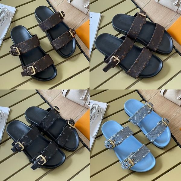 women slippers sandals flat mules cool effortlessly stylish slides 2 straps with adjusted gold buckles summer slipper with box size 35-42, Black
women slippers sandals flat mules cool effortlessly stylish slides 2 straps with adjusted gold buckles summer slipper with box size 35-42, Black