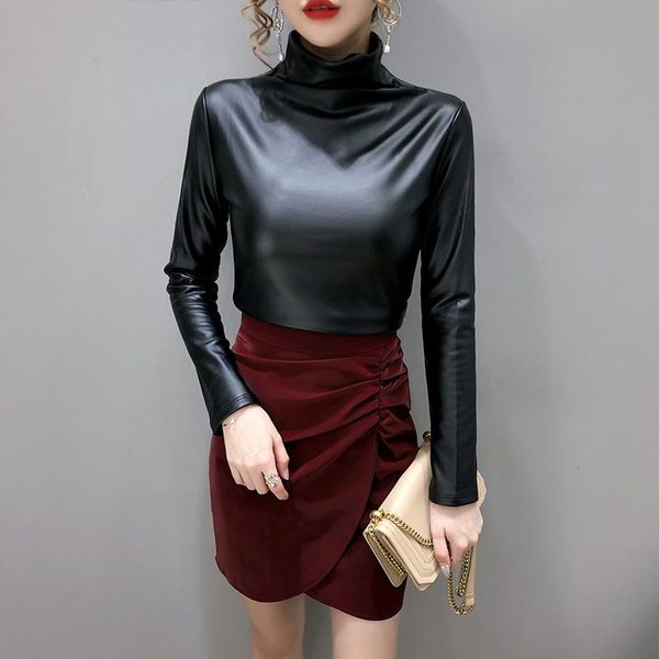 t-shirt winter big size women blouse autumn turtleneck long sleeve pullover shirt ladies velvet stretch camisas pu leather blouses, White
t-shirt winter big size women blouse autumn turtleneck long sleeve pullover shirt ladies velvet stretch camisas pu leather blouses, White