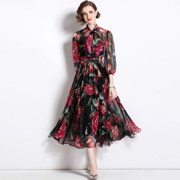 2023 new summer european station fashion women's long sleeve tie flowing tie print chiffon dress, Black;gray
2023 new summer european station fashion women's long sleeve tie flowing tie print chiffon dress, Black;gray