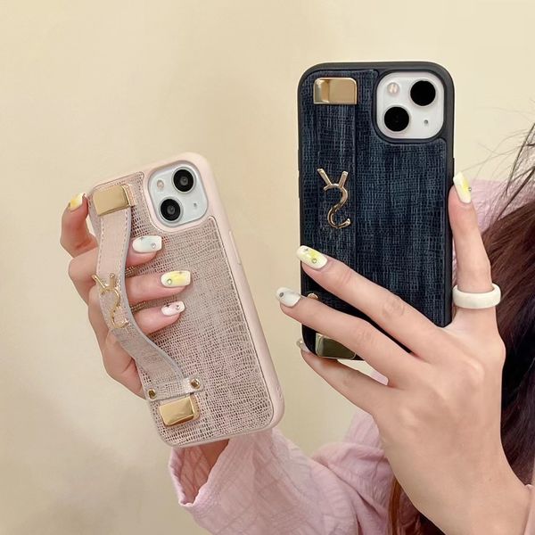 Image of Beautiful YS Leather Strap Phone Case for iPhone 15 14 13 12 Pro Max Hi Quality Purse 18 17 16 15pro 14pro 13pro 12pro Purse Luxury Cases with Logo Box Packing