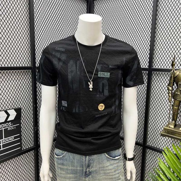 ice silk t-shirt men's summer new print short sleeve t-shirt men's high end fashion brand slim fit versatile half sleeve clothing, White;black
ice silk t-shirt men's summer new print short sleeve t-shirt men's high end fashion brand slim fit versatile half sleeve clothing, White;black