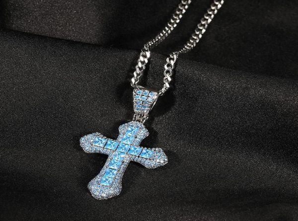 new charm bling iced out product blue zircon cross pendant necklace hip hop fashion diamond jewelry allmatch sweater chain gifts 8269475, Silver
new charm bling iced out product blue zircon cross pendant necklace hip hop fashion diamond jewelry allmatch sweater chain gifts 8269475, Silver
