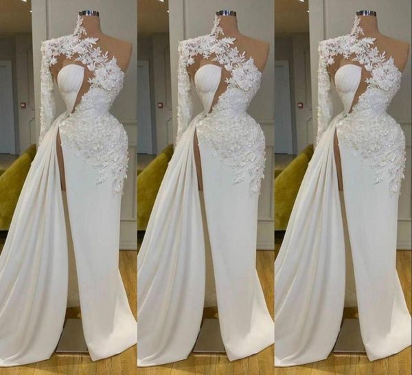 2021 arabic dubai exquisite lace white prom dresses high neck one shoulder long sleeve flowers formal evening dress side spli4609040, Black
2021 arabic dubai exquisite lace white prom dresses high neck one shoulder long sleeve flowers formal evening dress side spli4609040, Black