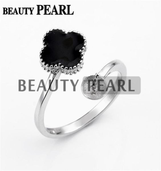 pearl ring settings black cloverleaf ring base 925 sterling silver diy jewellery semi mount 5 pieces5200770, Slivery;crystal 
pearl ring settings black cloverleaf ring base 925 sterling silver diy jewellery semi mount 5 pieces5200770, Slivery;crystal