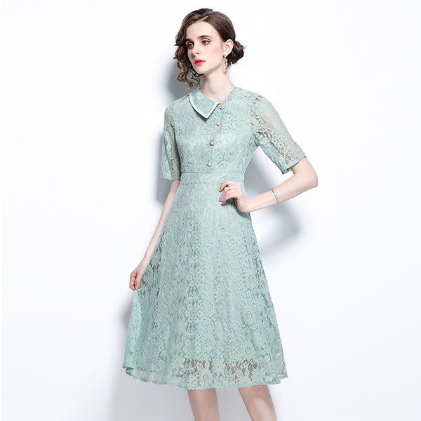 2023 summer european fashion women's lace dress - short sleeve, lapel neck, a-line, mid-calf, polyester material, light green, sizes s-, Black;gray
2023 summer european fashion women's lace dress - short sleeve, lapel neck, a-line, mid-calf, polyester material, light green, sizes s-, Black;gray