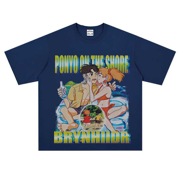 hayao miyazaki's cartoon anime cliff boyu movie surrounding loose street cotton t-shirts for men and women, White;black
hayao miyazaki's cartoon anime cliff boyu movie surrounding loose street cotton t-shirts for men and women, White;black