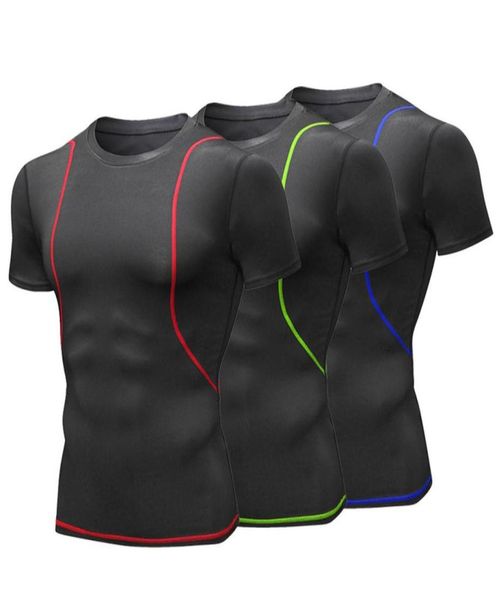 men short sleeve compression shirt running men quick dry tshirts running slim fit fitness gym t shirt mens sportswear 208201300, Black;blue
men short sleeve compression shirt running men quick dry tshirts running slim fit fitness gym t shirt mens sportswear 208201300, Black;blue
