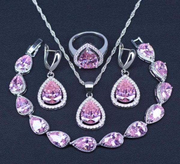 earrings necklace promotion pink cubic zircon water drop silver color jewelry set ring bracelet5040226
earrings necklace promotion pink cubic zircon water drop silver color jewelry set ring bracelet5040226