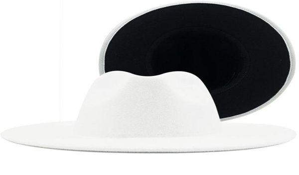 simple outer white inner black wool felt jazz fedora hats with thin belt buckle men women wide brim panama trilby cap 565860cm5357442, Blue;gray
simple outer white inner black wool felt jazz fedora hats with thin belt buckle men women wide brim panama trilby cap 565860cm5357442, Blue;gray