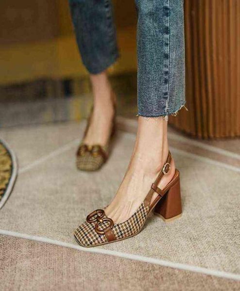 2022 new style square head french high heels ins thick heel baotou sandals women039s summer plaid6672915, Black
2022 new style square head french high heels ins thick heel baotou sandals women039s summer plaid6672915, Black