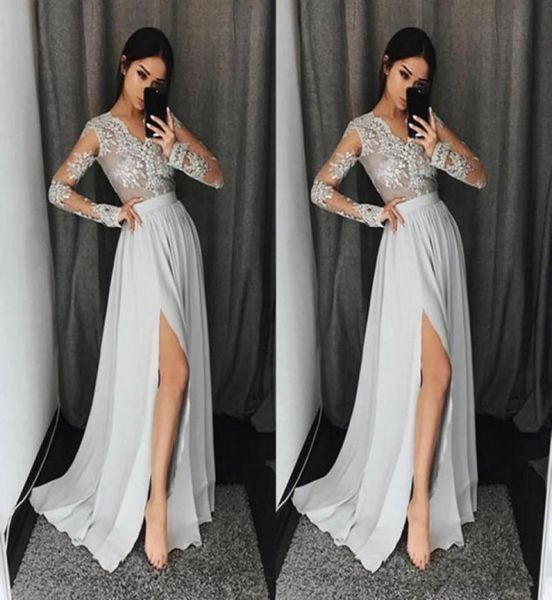 2018 sliver prom dresses v neck long sleeves lace appliques side split evening gowns arabic prom party dress5450307, Black;red
2018 sliver prom dresses v neck long sleeves lace appliques side split evening gowns arabic prom party dress5450307, Black;red